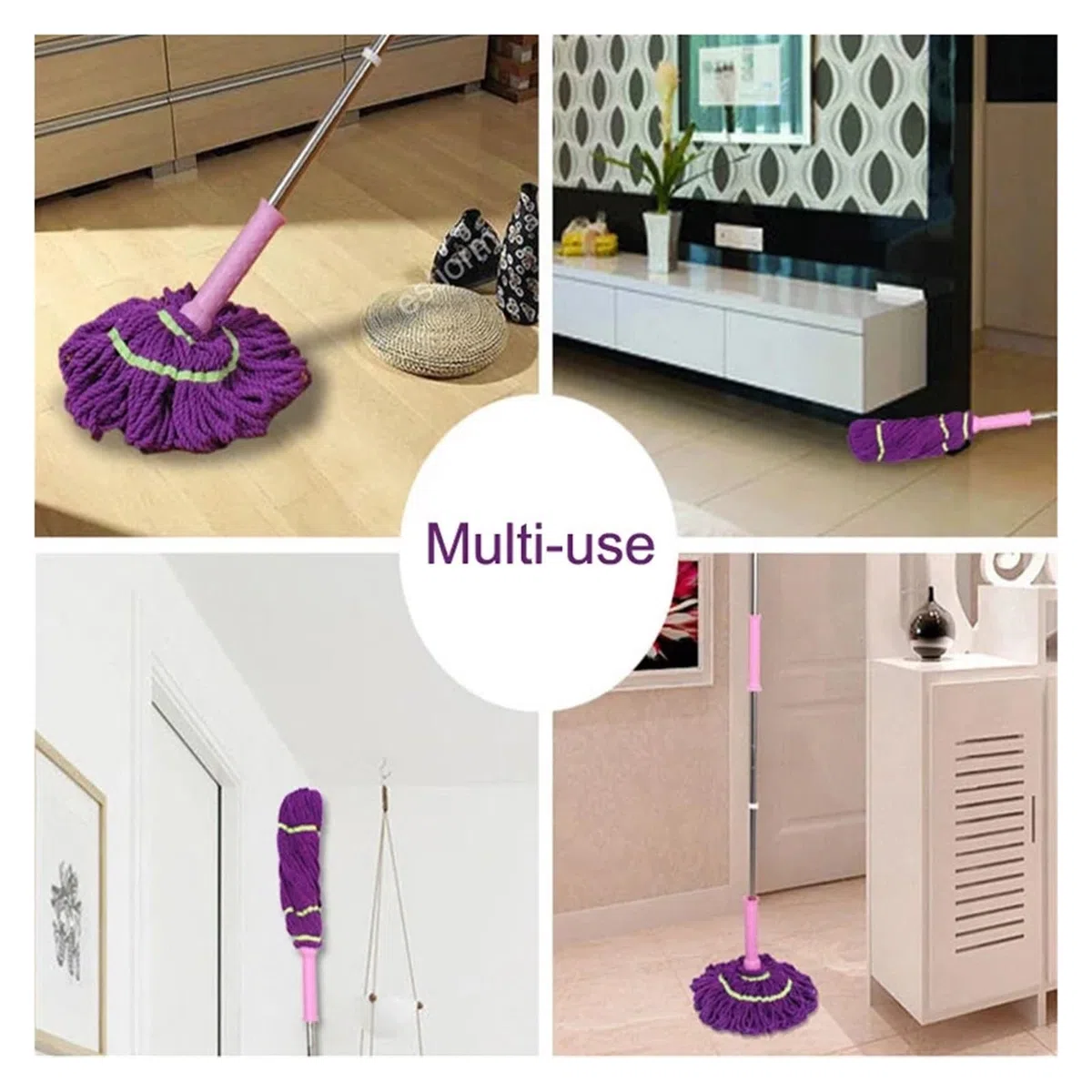 Trapeador giratorio autoexprimible de fácil manejo, trapeador de microfibra exprimido, cabezal de repuesto, trapeador seco y húmedo for limpieza de pisos de madera, azulejos y baldosas.(A mop head)