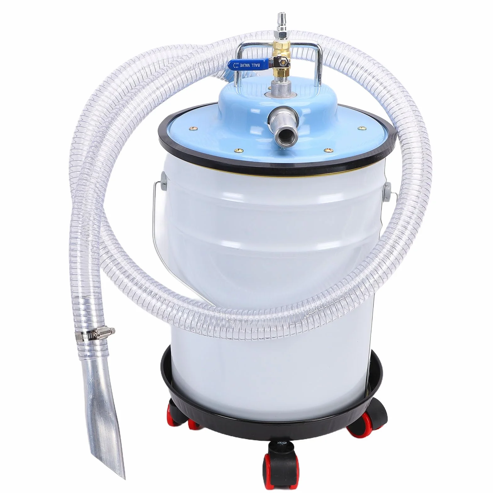 Elprico Aspiradora Neumática 20L Acero Inoxidable Extractor Industrial Seco Húmedo con Ruedas y 12 Accesorios
