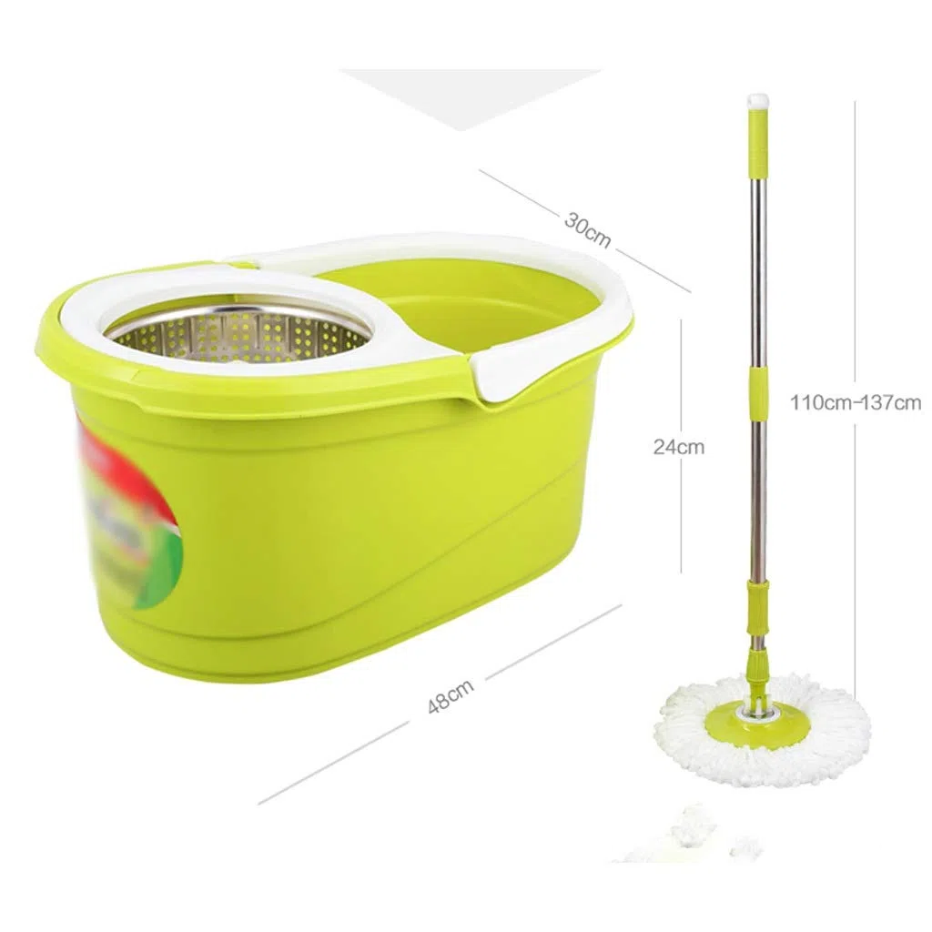 fregona giratoria, Fregona con Sistema de Cubo Giratorio 360 Grados 2 Cabezales Microfibra y Mango Ajustable for el hogar