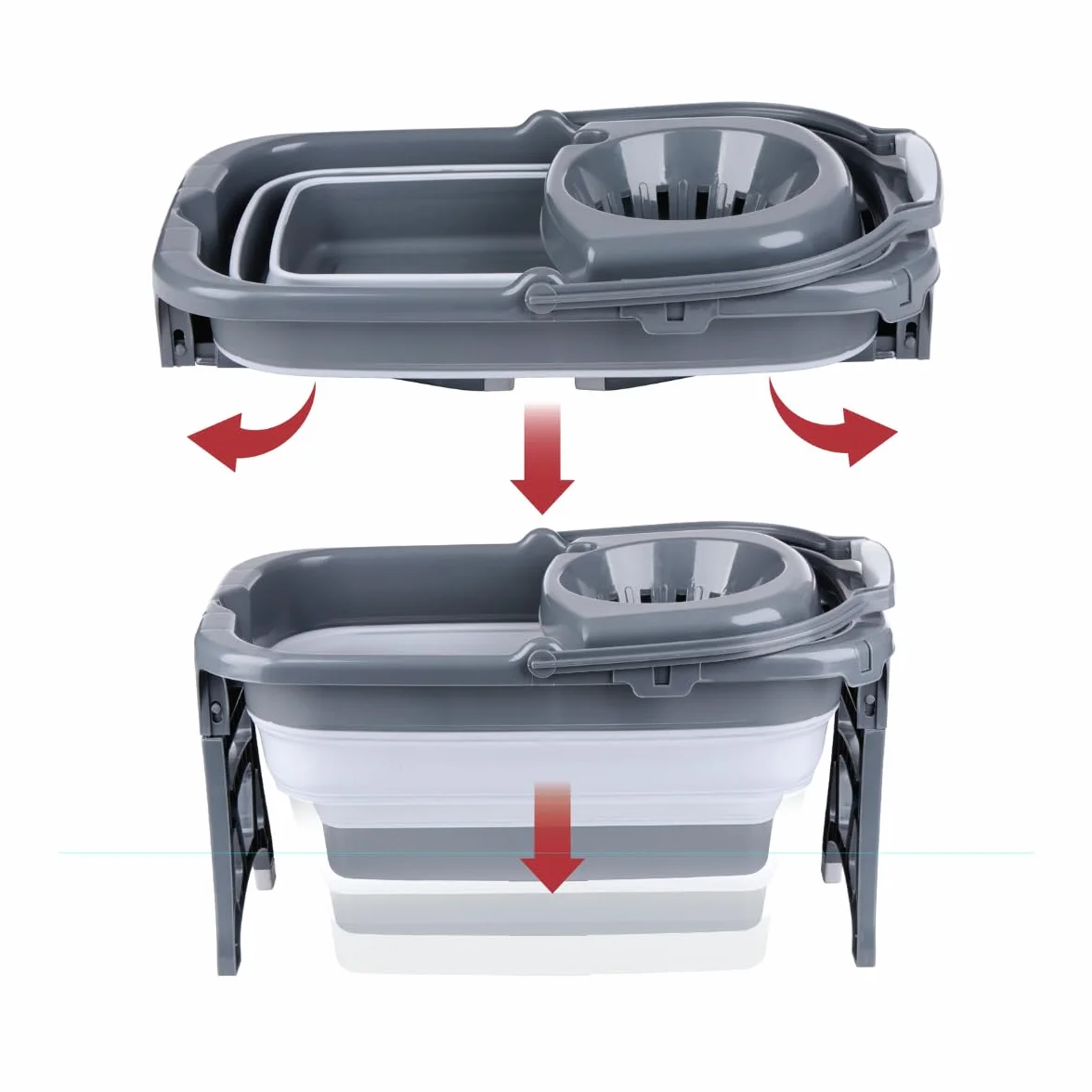 Dirt Devil Juego de fregona con cubo y escurridor - Sistema de fregona con cubo plegable de 18L - Barra de fregona con cabeza de trapeador extraíble - Juego completo de fregona para todo tipo de suelo