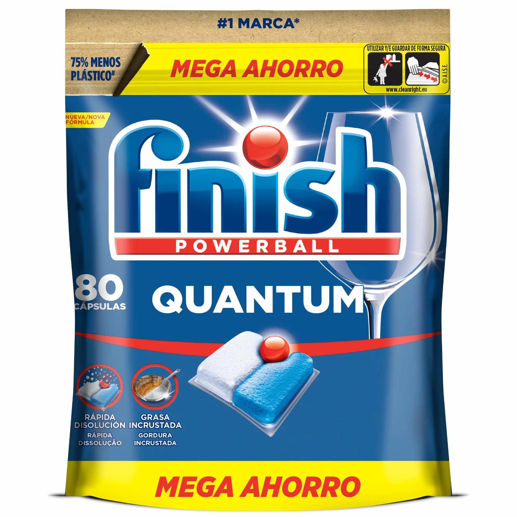 Finish Powerball Quantum All in 1 Pastillas para el lavavajillas, 80 pastillas