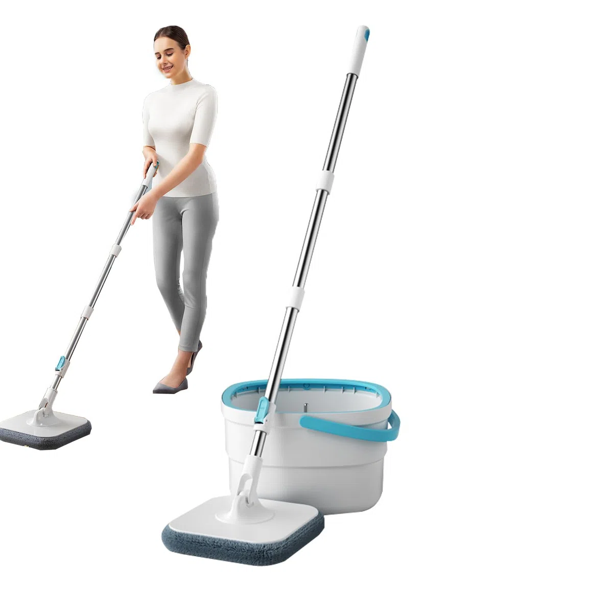 Fregona Y Cubo Utensilios De Limpieza Del Hogar Para Suelos | Juego De Fregona Y Cubo Con Escurridor Para Dormitorio Sala De Estar Comedor Cocina Baño Estudio