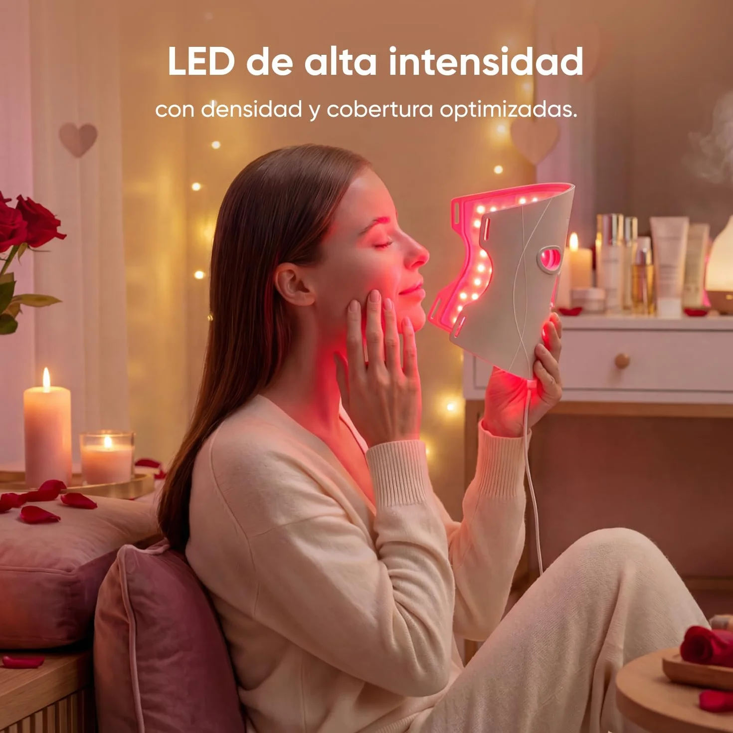 Nanoleaf Máscara LED Facial Terapia 7 Modos Luz Roja NIR Silicona Suave Fototerapia Recargable