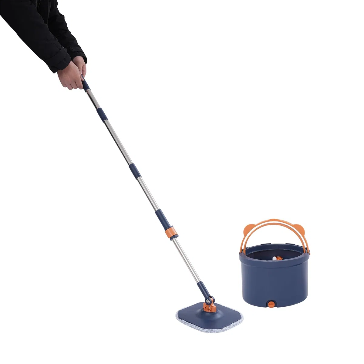 Juego de fregona y cubo, fregona ajustable giratoria 360°, tasa de drenaje 80%-90%, mopa para salón, dormitorio, cocina