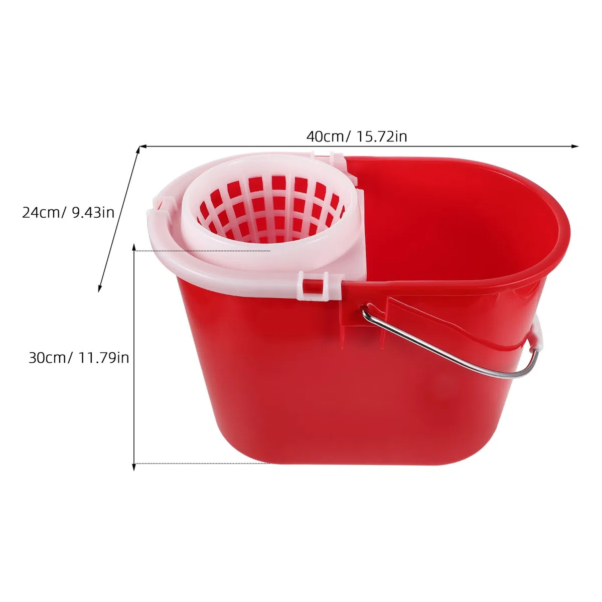 Cubo de Limpieza Comercial Rojo 236 para Fregona Redonda, Cubo de Plástico Reforzado con Asa Antideslizante, Repuesto para Hoteles y Limpieza Doméstica, Balde Compacto para Fregar