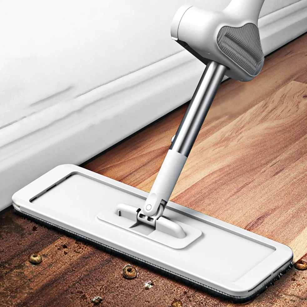 Trapeador de Corte Plano exprimidor Manos Libres para Lavar Pisos de Cocina y hogar, Limpieza con Cabezal de Repuesto de Microfibra (tamaño: 1 trapeador + 1 paño) (1 trapeador + 5 paños)