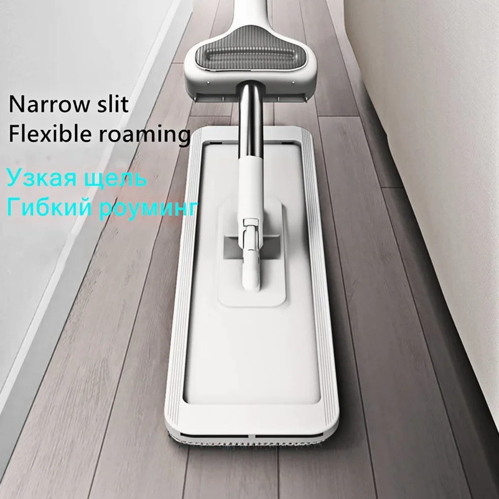 Trapeador de Corte Plano exprimidor Manos Libres para Lavar Pisos de Cocina y hogar, Limpieza con Cabezal de Repuesto de Microfibra (tamaño: 1 trapeador + 1 paño) (1 trapeador + 5 paños)