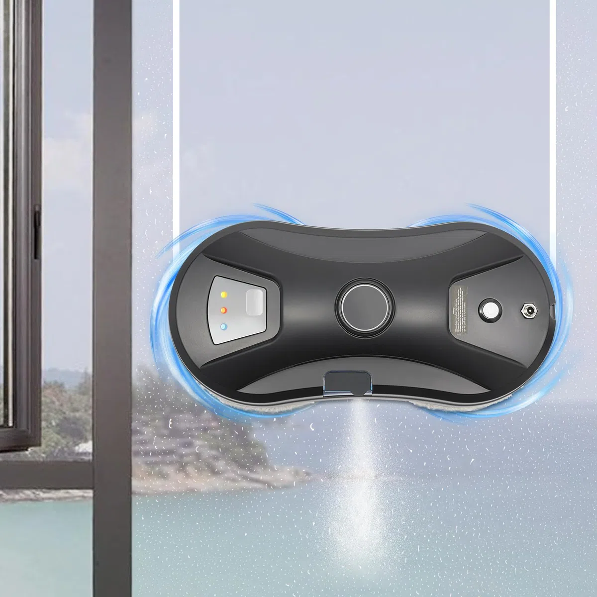 Robot inteligente de limpieza de ventanas con 2800 Pa succión y cuerda de seguridad | Incluye control remoto y 10 almohadillas de limpieza | Navegación automática para limpieza profunda de superficies