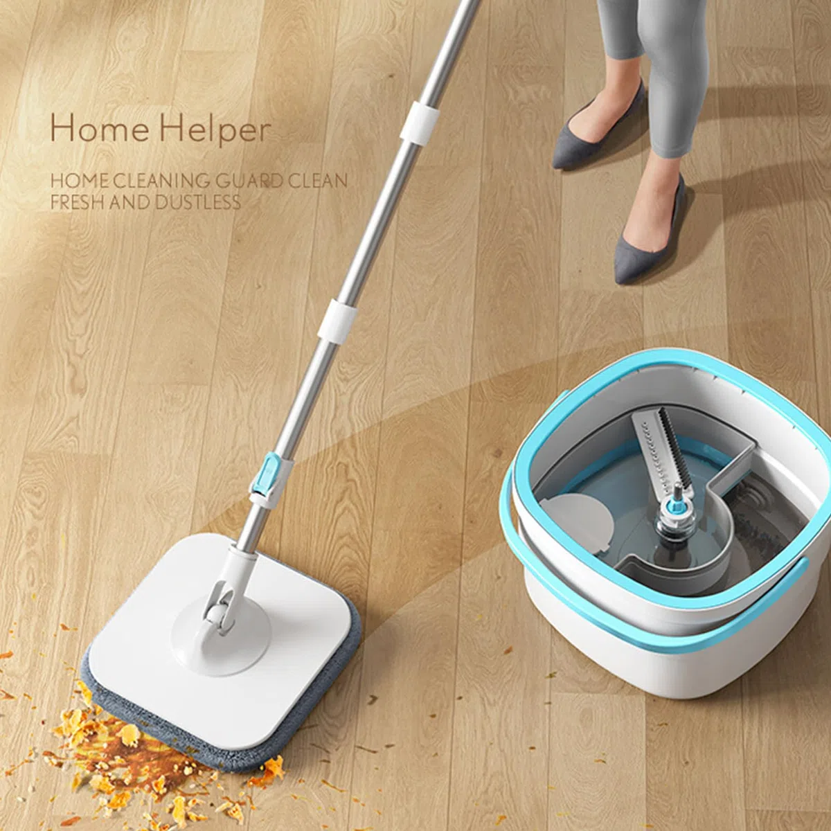 Fregona Y Cubo Utensilios De Limpieza Del Hogar Para Suelos | Juego De Fregona Y Cubo Con Escurridor Para Dormitorio Sala De Estar Comedor Cocina Baño Estudio