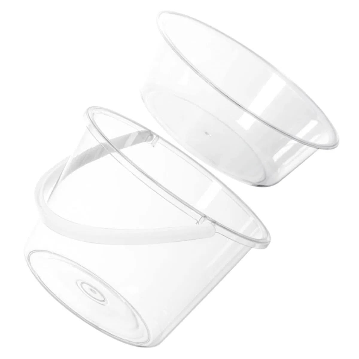VALICLUD Juego de 2 Cubos de Plástico Transparentes Tapa, Cubo de Fregona Pequeño Asa, Lavabo Pequeño para Baño y Limpieza Doméstica, Cuenco para Lavarse la Cara y Lavar Pies,
