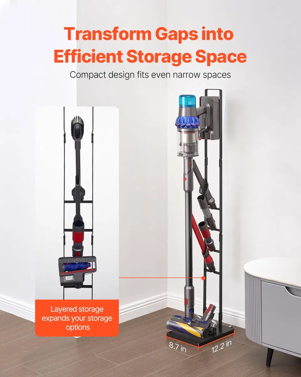 VEVOR Soporte de Aspiradora 1270 mm Compatible con Dyson V6 V7 V8 V10 V11 V15 Soporte Estable para Aspiradora con Ruedas para Aspiradoras Verticales Dyson DC30 DC31 DC34 DC35 DC58 DC59 DC62 D74