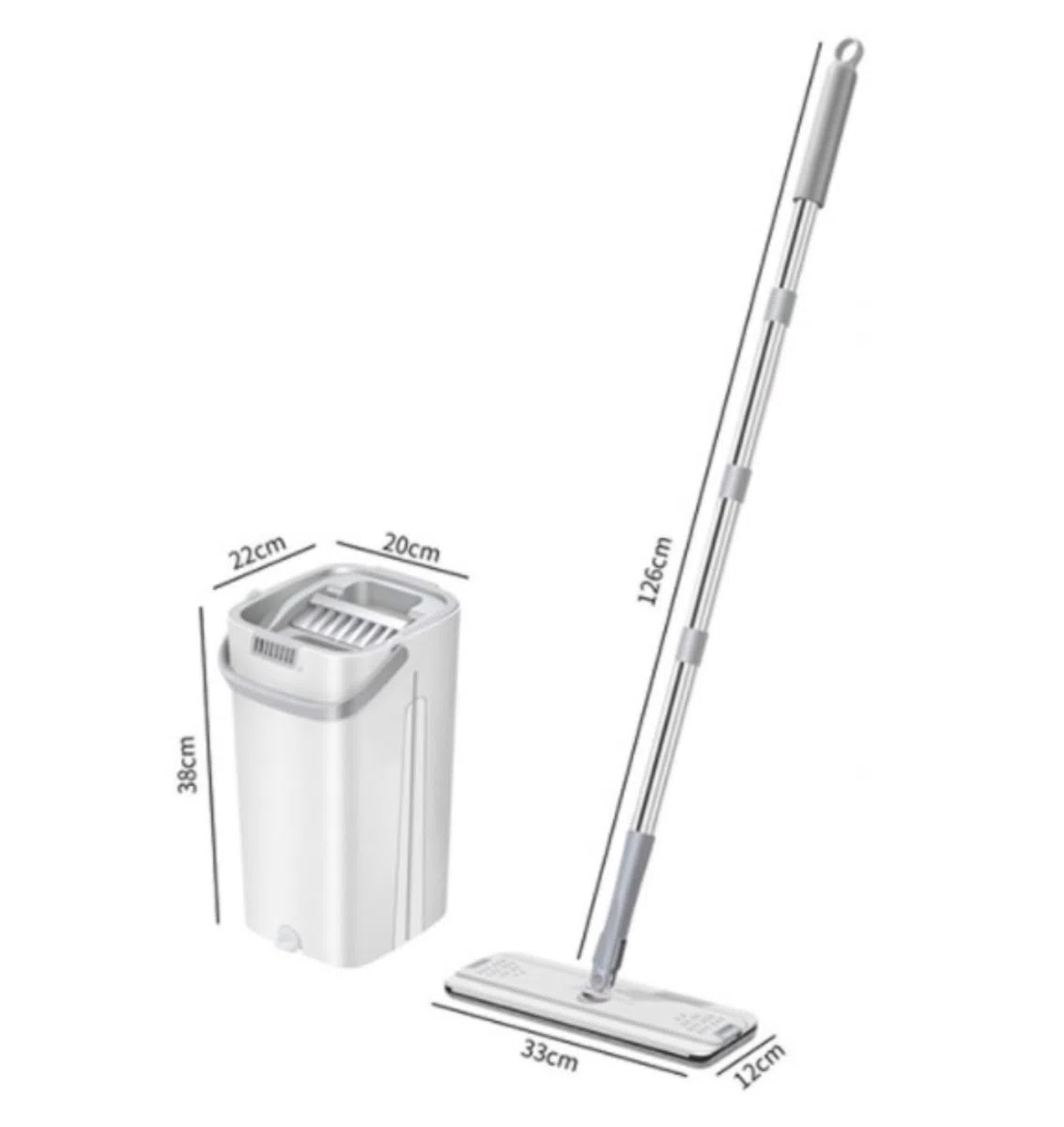 Fregona Mopa Juego De Trapeadores Herramientas De Limpieza Limpiador De Pisos Trapeadores con Balde Trapeador Plano para Cocina Mopas De Limpieza Suelos(White)
