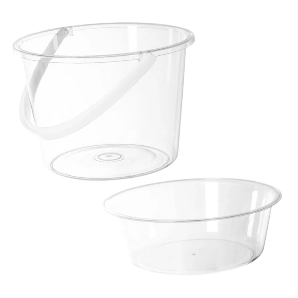 Beaupretty Juego de 2 Cubos Transparentes de Plástico Asas y Tapa, Portátil y Ligero para Lavar Ropa y Uso en Viaje, Cubo Multifuncional para Limpieza y Lavado