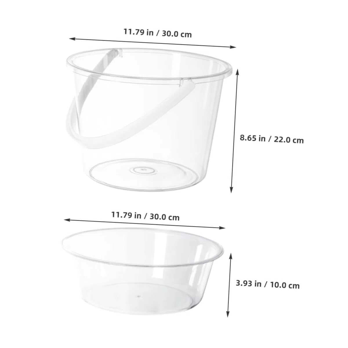 Beaupretty Juego de 2 Cubos Transparentes de Plástico Asas y Tapa, Portátil y Ligero para Lavar Ropa y Uso en Viaje, Cubo Multifuncional para Limpieza y Lavado