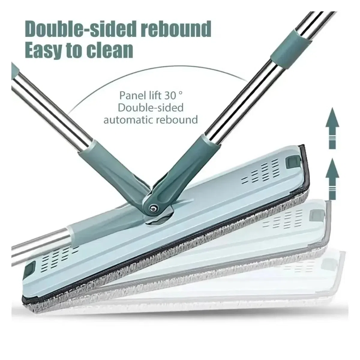 Trapeador Plano con Cubo y Cabezal de Fibra Ultrafina reemplazable for Limpieza de Pisos, cocinas, inodoros y Ventanas.(White)