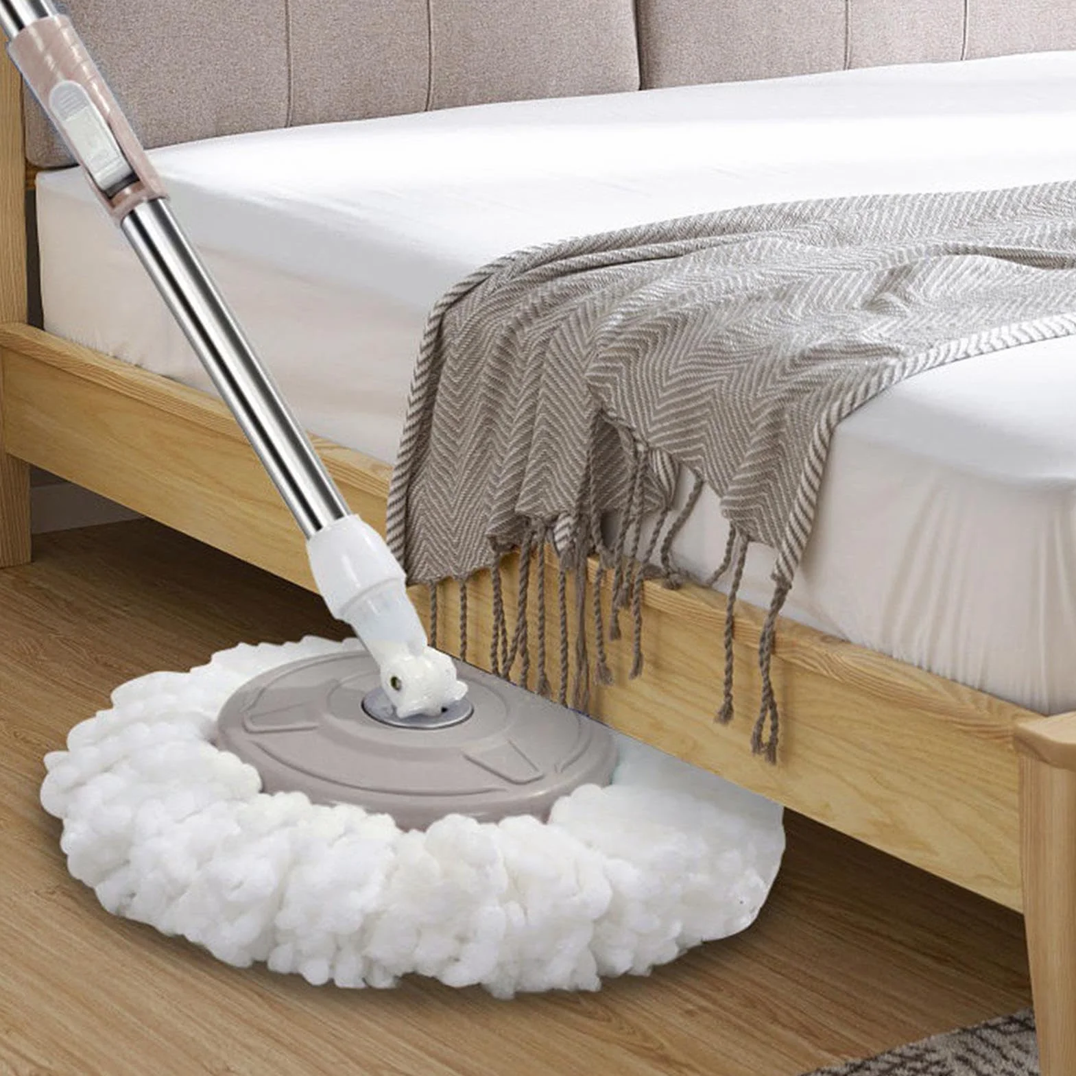 Juego de fregona y cubo, trapeador de limpieza con cesta de acero | mopa de microfibra para limpieza, suelos de baldosas y madera dura, de escurridor fácil y herramientas de limpieza del hogar