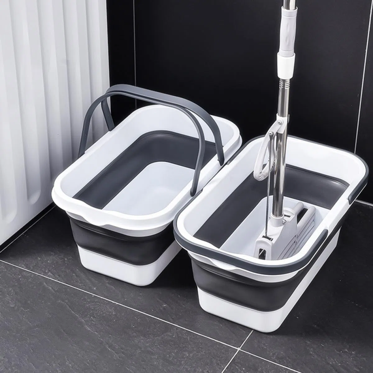 Balde Plegable de Plástico de 15l con Asa Resistente para Lavar Trapeador, Portátil y Multifuncional Adecuado para Coche y Senderismo