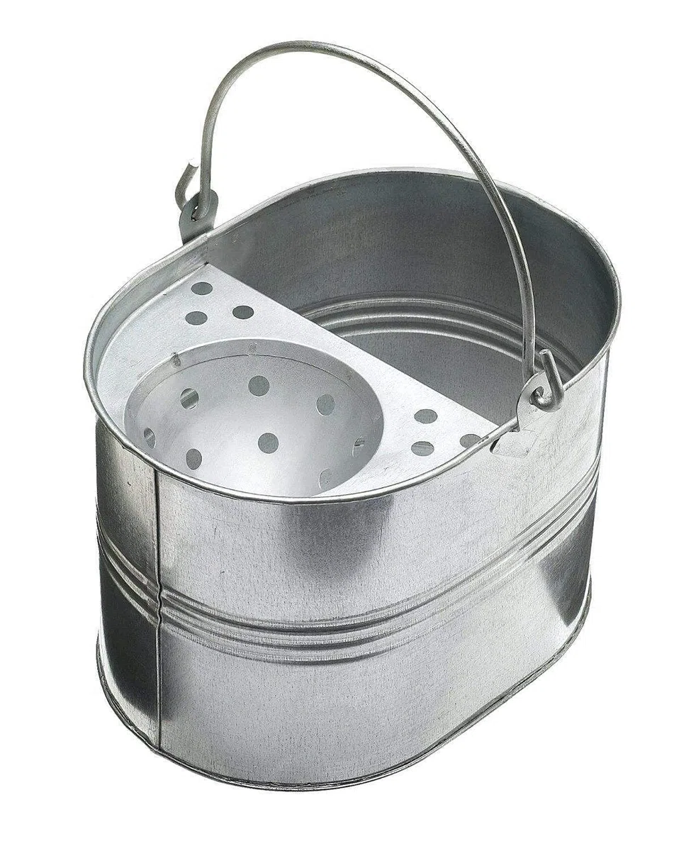 Cubo para fregona de metal resistente galvanizado, fuerte capacidad de 11 litros para limpieza con escurridor