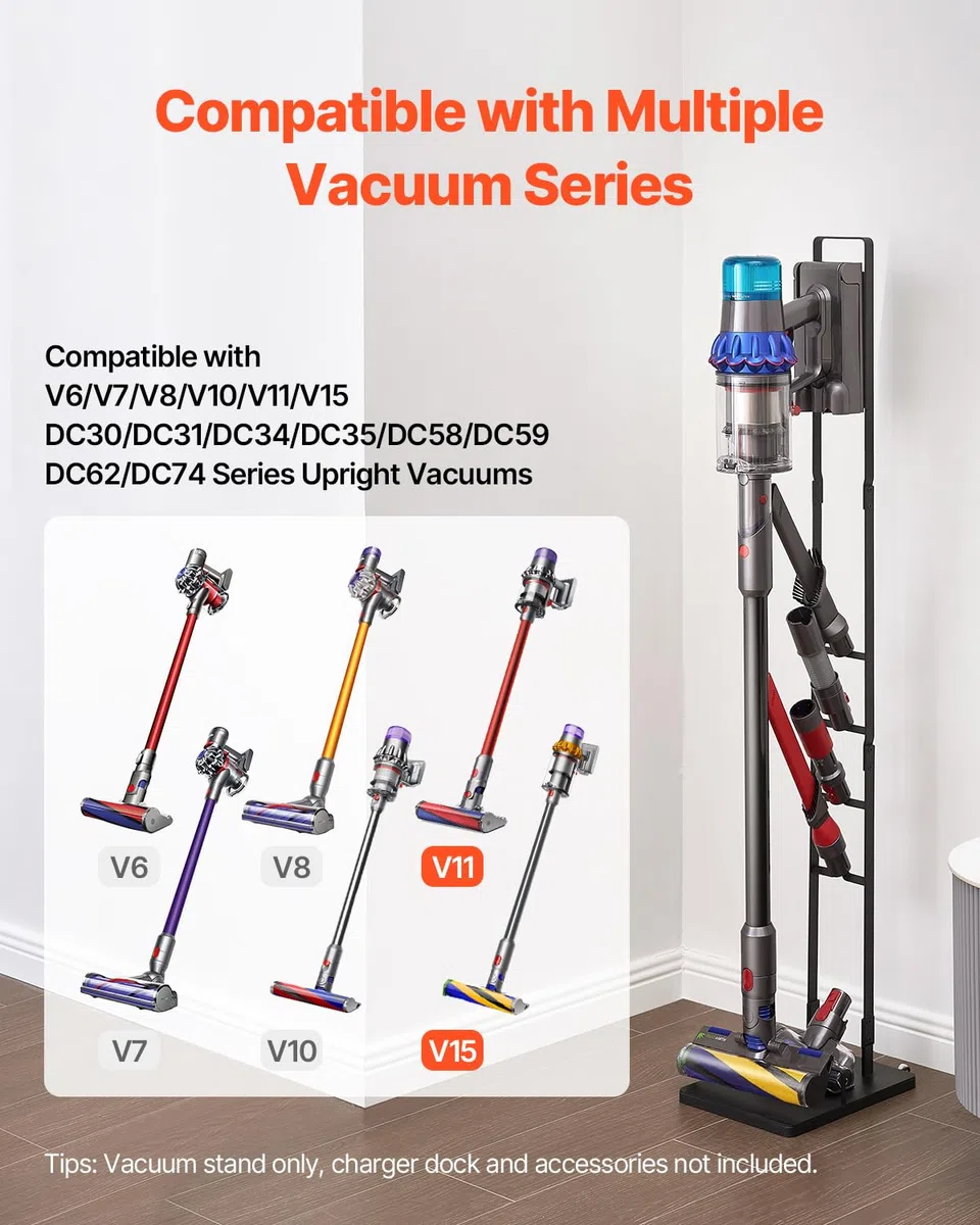 VEVOR Soporte de Aspiradora 1270 mm Compatible con Dyson V6 V7 V8 V10 V11 V15 Soporte Estable para Aspiradora con Ruedas para Aspiradoras Verticales Dyson DC30 DC31 DC34 DC35 DC58 DC59 DC62 D74