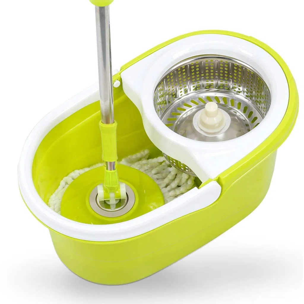 fregona giratoria, Fregona con Sistema de Cubo Giratorio 360 Grados 2 Cabezales Microfibra y Mango Ajustable for el hogar