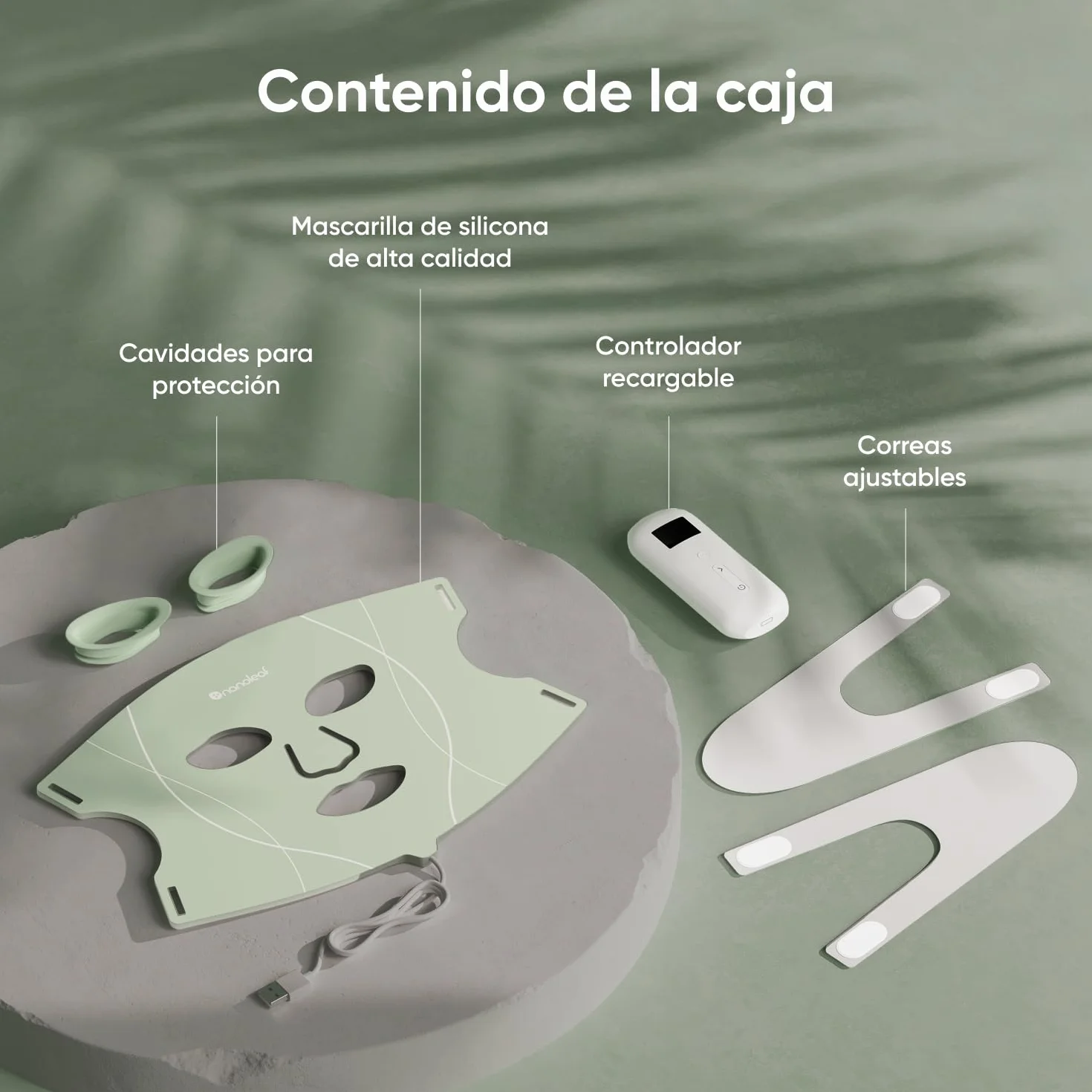 Nanoleaf Máscara LED Facial Terapia 7 Modos Luz Roja NIR Silicona Suave Fototerapia Recargable