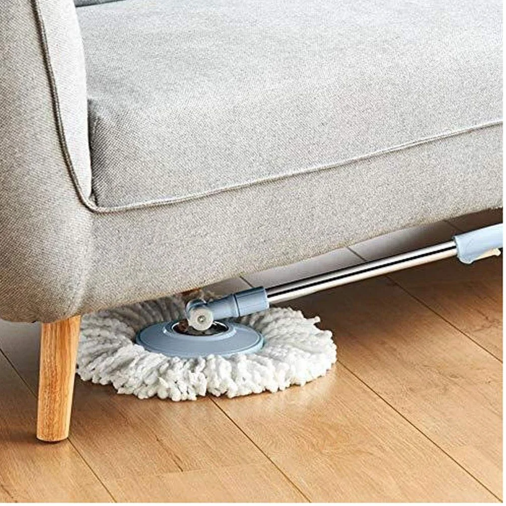 Fregona giratoria, Fregona, Sistema de Cubo fregona Giratorio 360 Grados con 2 Cabezales Microfibra y Mango Ajustable for el hogar