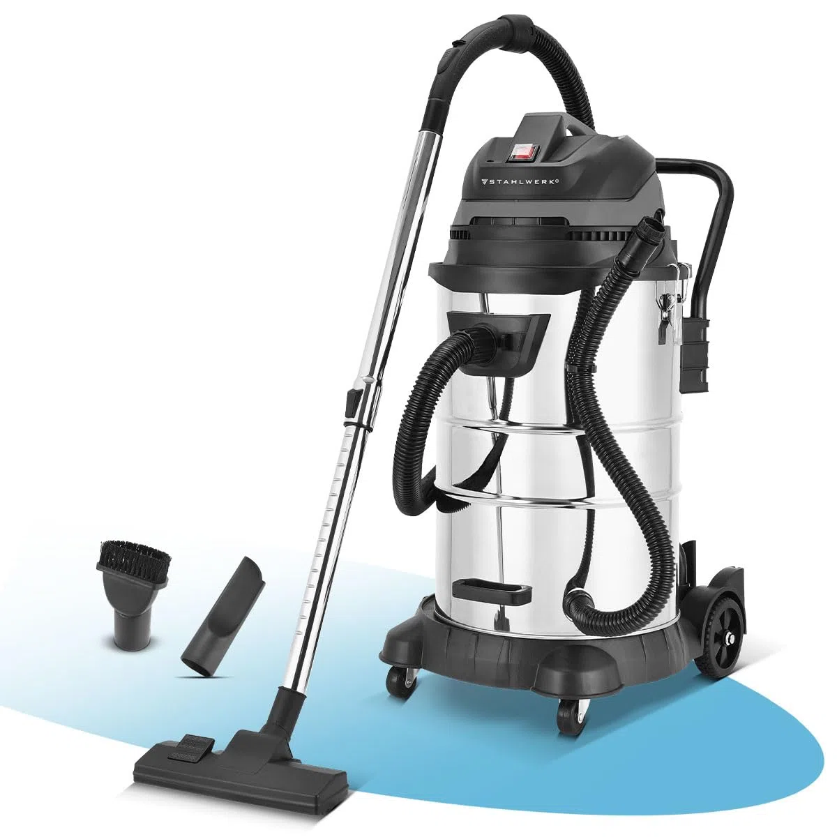 STAHLWERK VCL-1400 ST - Aspirador Industrial 1400W con Tanque Metálico 60L, Función Soplador, Función de Agitación de Polvo y Función de Apagado de Seguridad, Aspirador