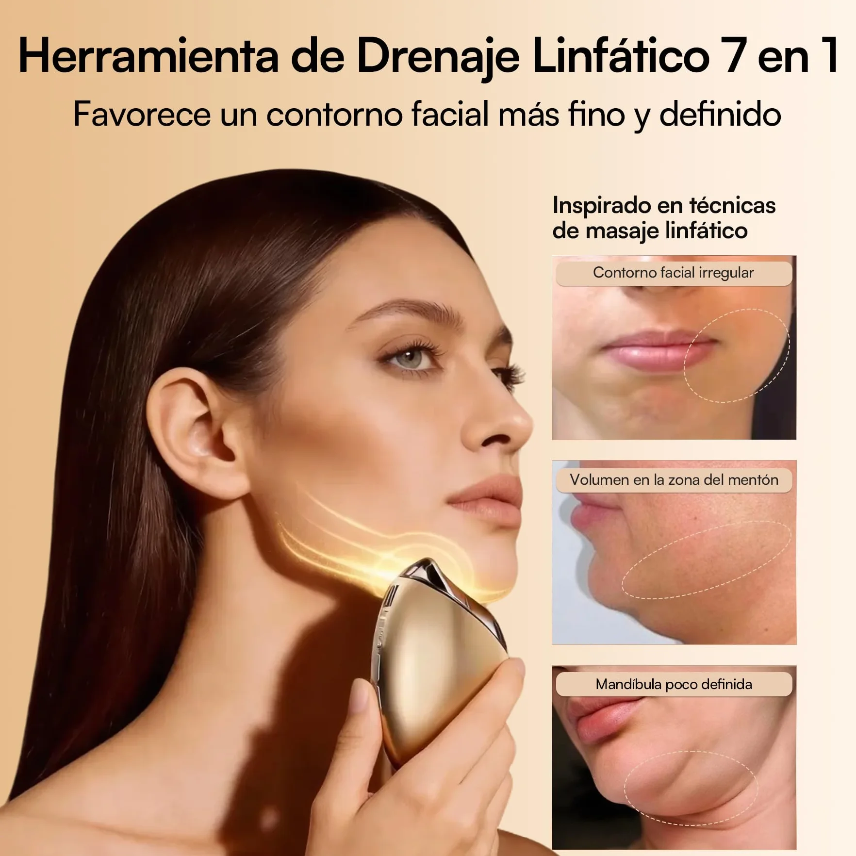 INIA Masajeador facial 7 en 1 Gua Sha para cara y cuello, con terapia de luz roja, modo de calor y crioterapia para purificar y tonificar