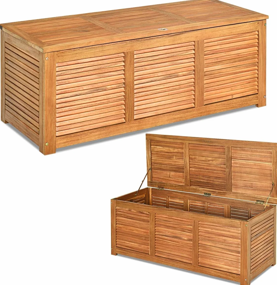 RELAX4LIFE Baúl Almacenaje Exterior Madera Acacia 120,5x44,5x44,5cm Carga 160kg
