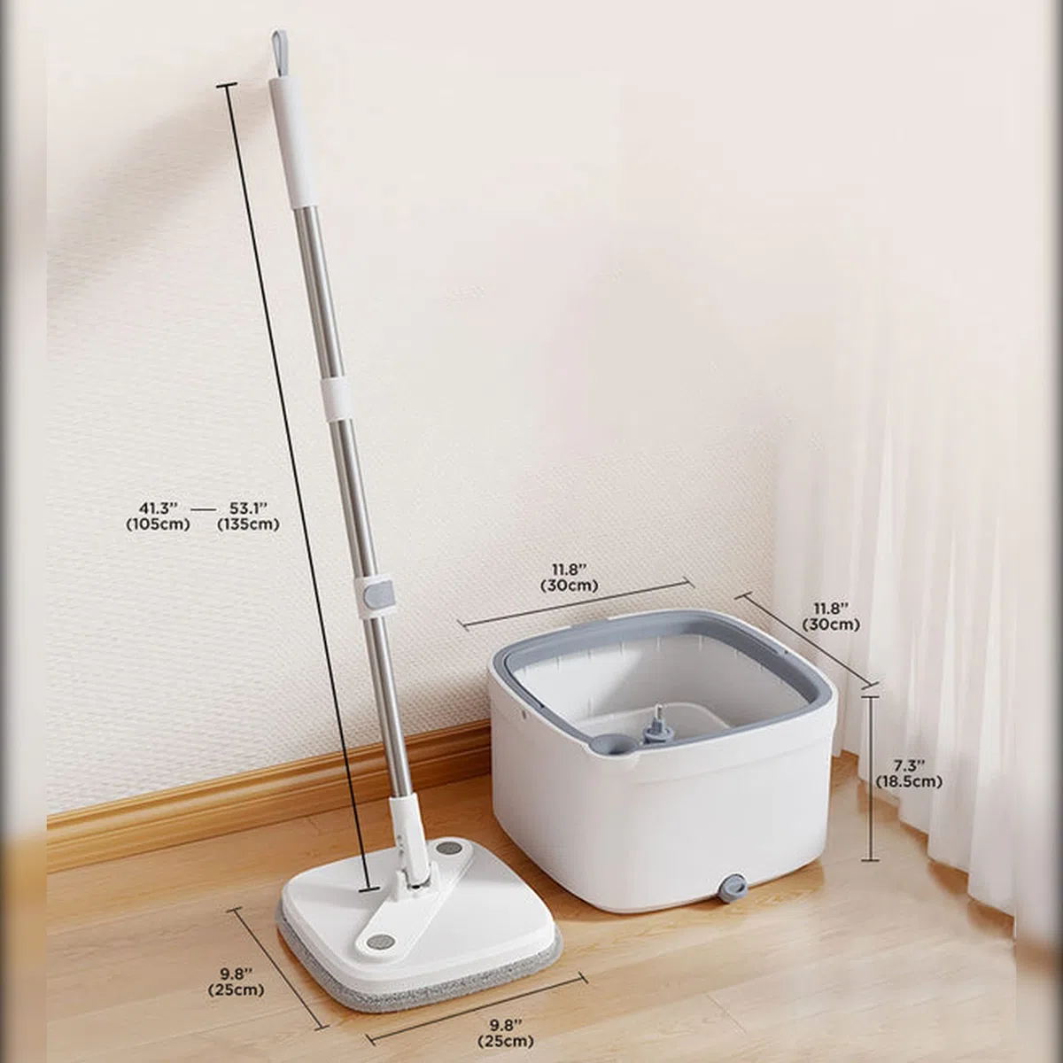 Joybos Sistema Easy Washing Square Spin Mop y Bucket con 4 Recargas