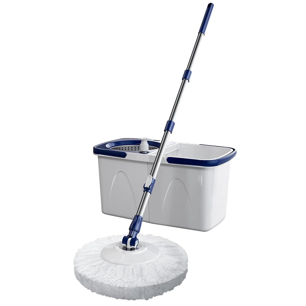 Set de Fregona y Cubo de Limpieza Ahorra Esfuerzo, Seco y Húmedo, Limpiador | con Mango Ajustable para Suelos, Hogar, Cocina, Baño, Azulejos, Madera Dura, Laminado, Mármol, Piedra