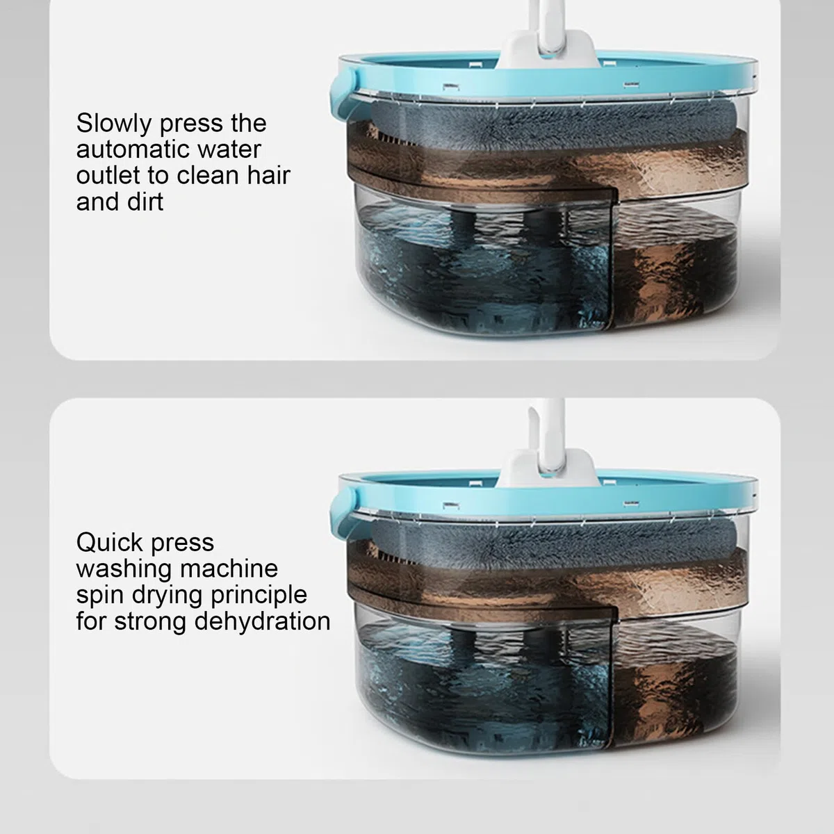 Fregona Y Cubo Utensilios De Limpieza del Hogar para Suelos | Fregona y Cubo con Lavado Sin Manos Para Suelos de Madera, Dormitorio, Baño, Estudio,