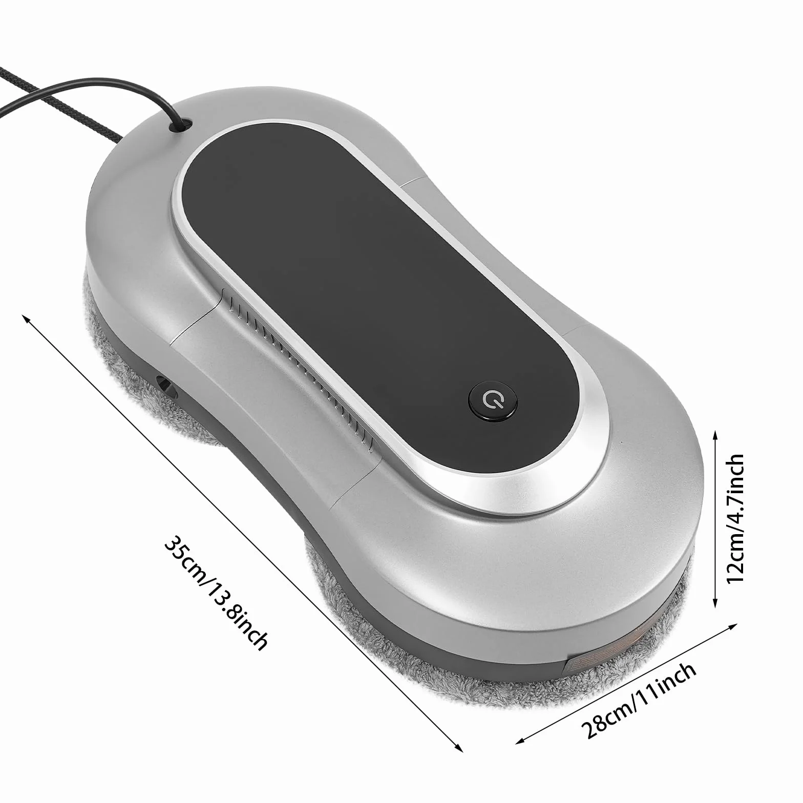 Robot limpiador de ventanas con doble pulverización y 3200 Pa para vidrio | Con energía de emergencia UPS - seguro sobre espejos de vidrio y azulejos (gris plata)