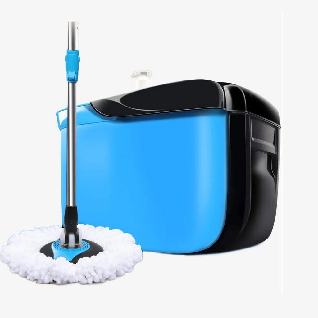 fregona giratoria, Juego de Cubos for trapeador Giratorio for Limpieza Pisos Cocina en casa, Uso seco y húmedo sobre baldosas Madera Dura con 2 Cabezales Microfibra Lavables