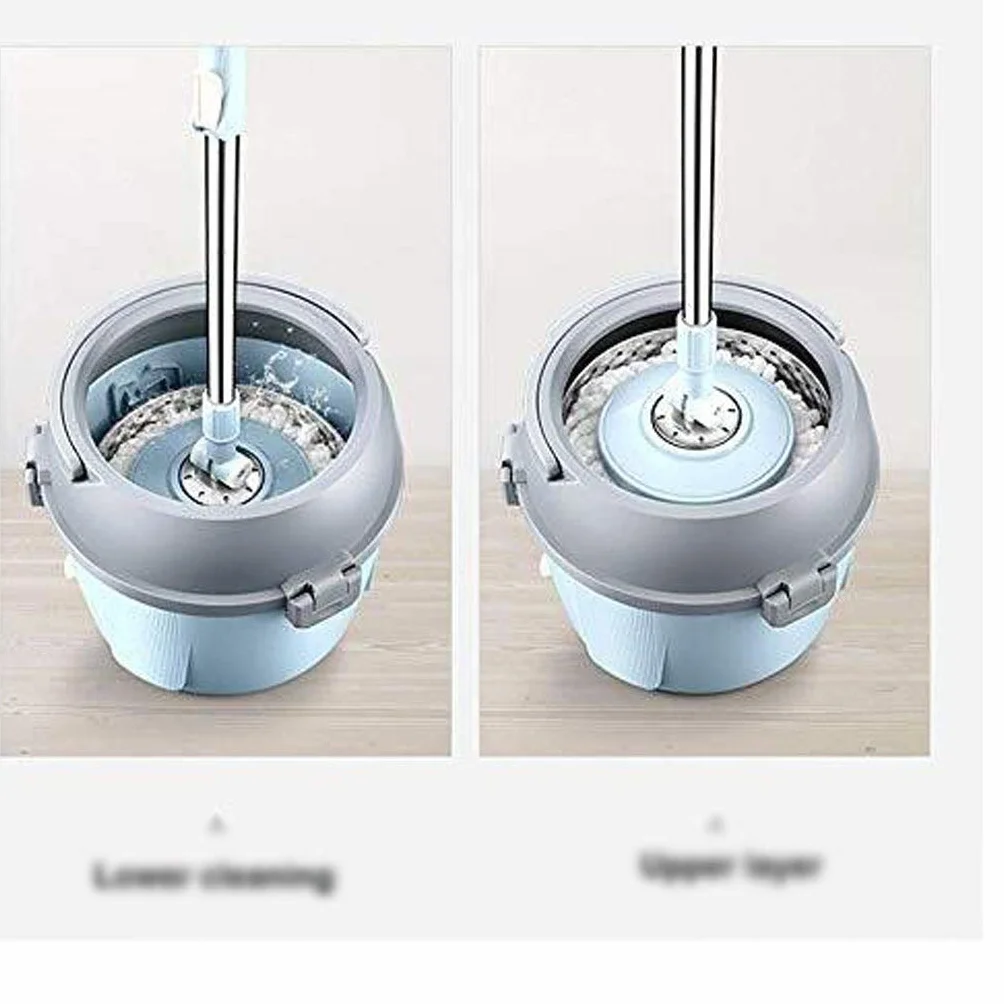 Fregona giratoria, Fregona, Sistema de Cubo fregona Giratorio 360 Grados con 2 Cabezales Microfibra y Mango Ajustable for el hogar