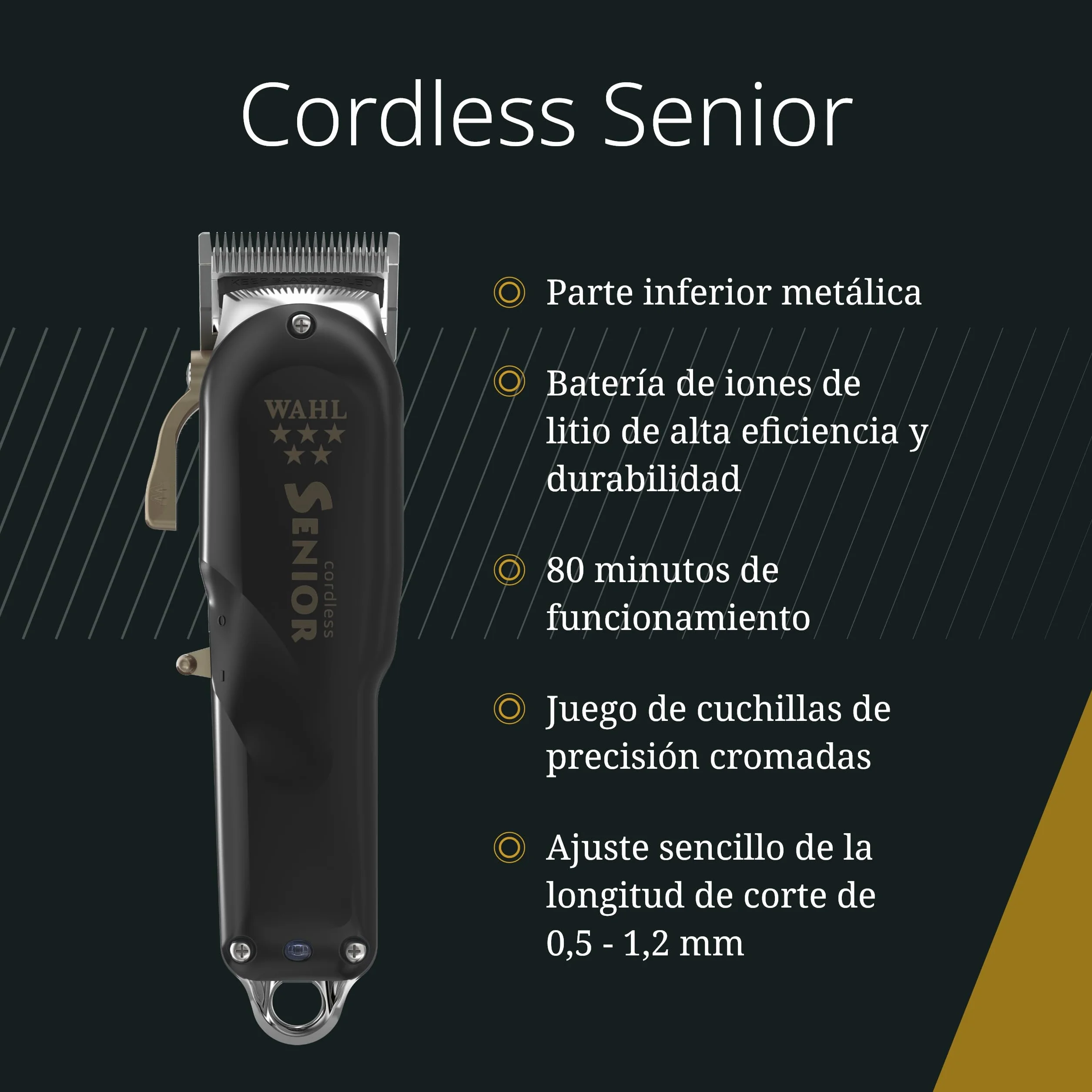 Wahl Cordless Senior Cortapelos Profesional Inalámbrico con Cable Máquina de Cortar Pelo Potente Rápida Corte de Precisión