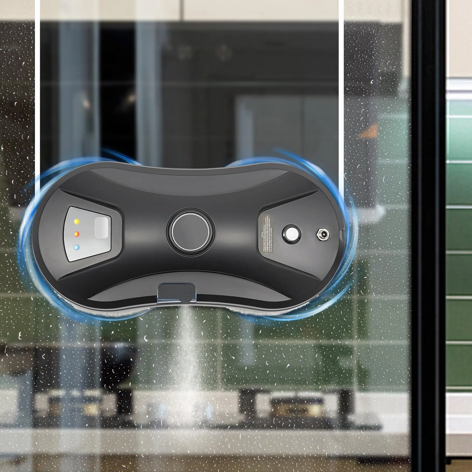 Robot inteligente de limpieza de ventanas con 2800 Pa succión y cuerda de seguridad | Incluye control remoto y 10 almohadillas de limpieza | Navegación automática para limpieza profunda de superficies