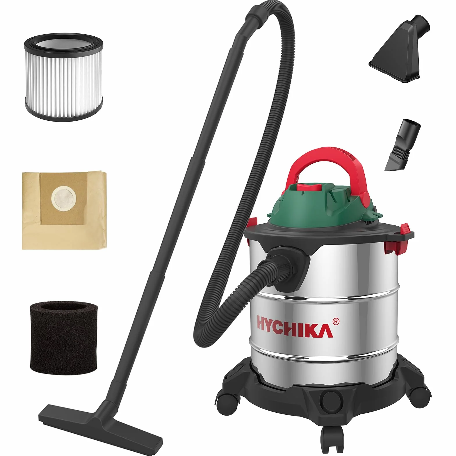 HYCHIKA Aspiradora Industrial 20L 3 en 1 Seco y Húmedo con Filtro HEPA