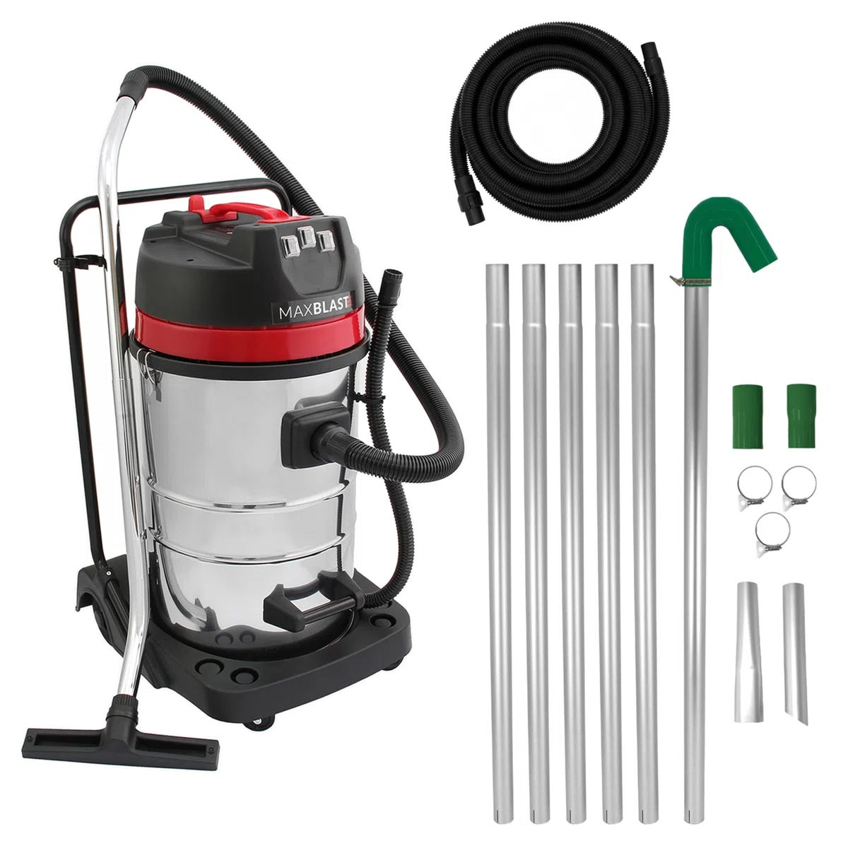 Aspirador Industrial Húmedo y Seco 80L 3000W Acero Inoxidable Motor Triple