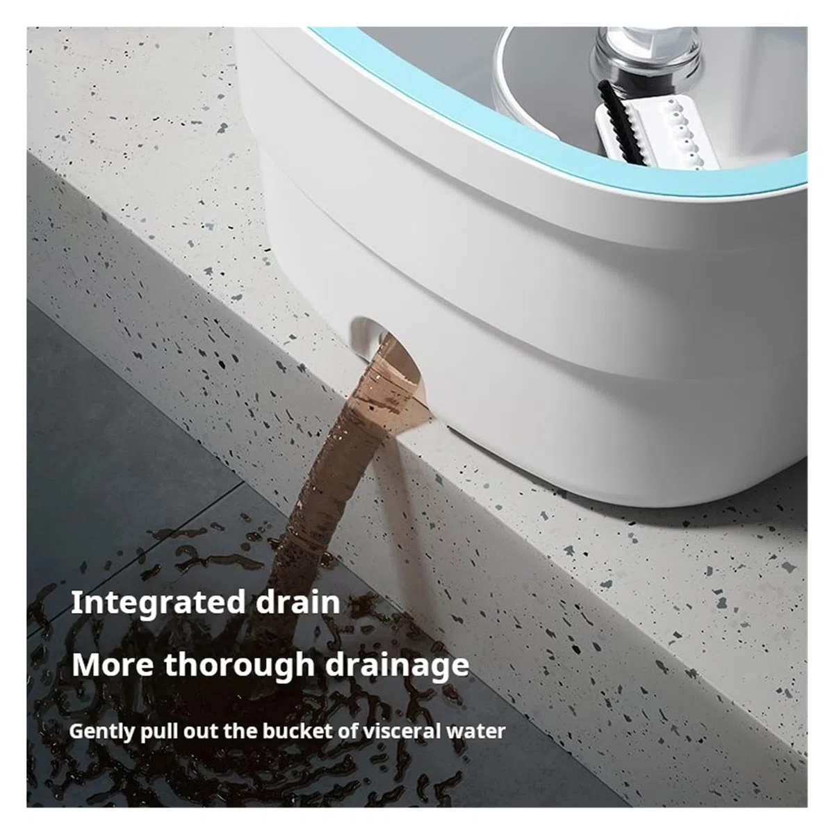Trapeador giratorio de 360 ​​grados con cubo, trapeador giratorio cuadrado de microfibra con separación automática de aguas residuales, trapeador de limpieza for pisos planos del hogar(360Mop-6ps set