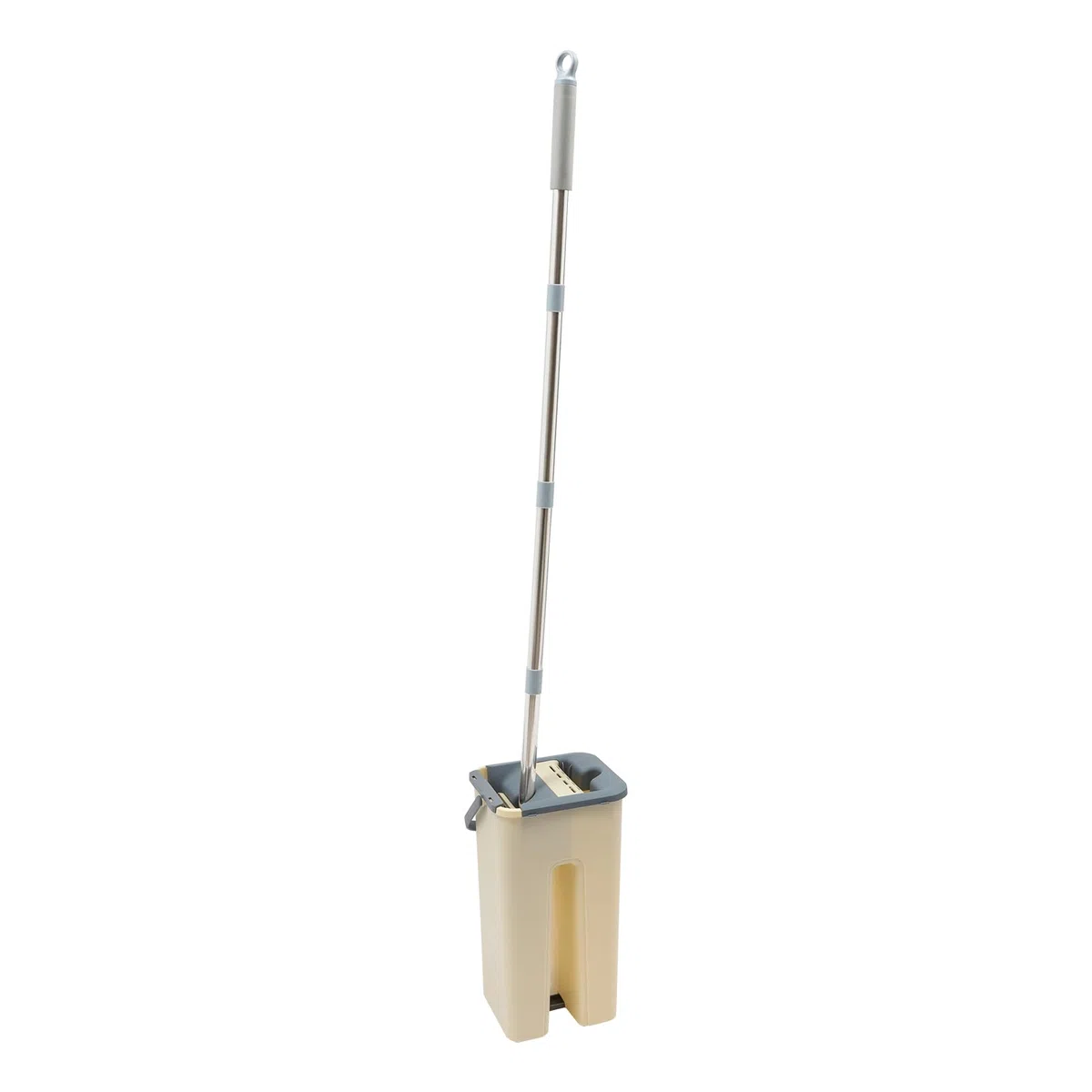 Juego de fregona con cubo, fregona plana y juego de cubos para una limpieza eficiente del suelo - Cómoda limpieza con mango largo - Incluye 10 toallitas - fregona plana con mango largo