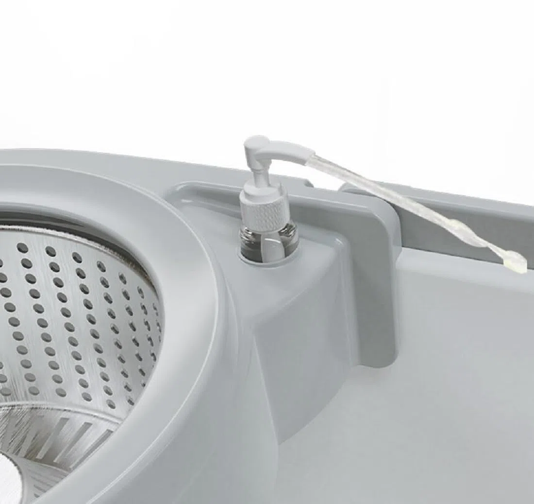 Cubo Fregona Autoescurrible con Pedal Y Fregona Giratoria 360º con 2 Cabezal De Microfibra - Mango Telescópico para Limpieza del Hogar - Cubo Y Fregona Escurrefacil,Blanca