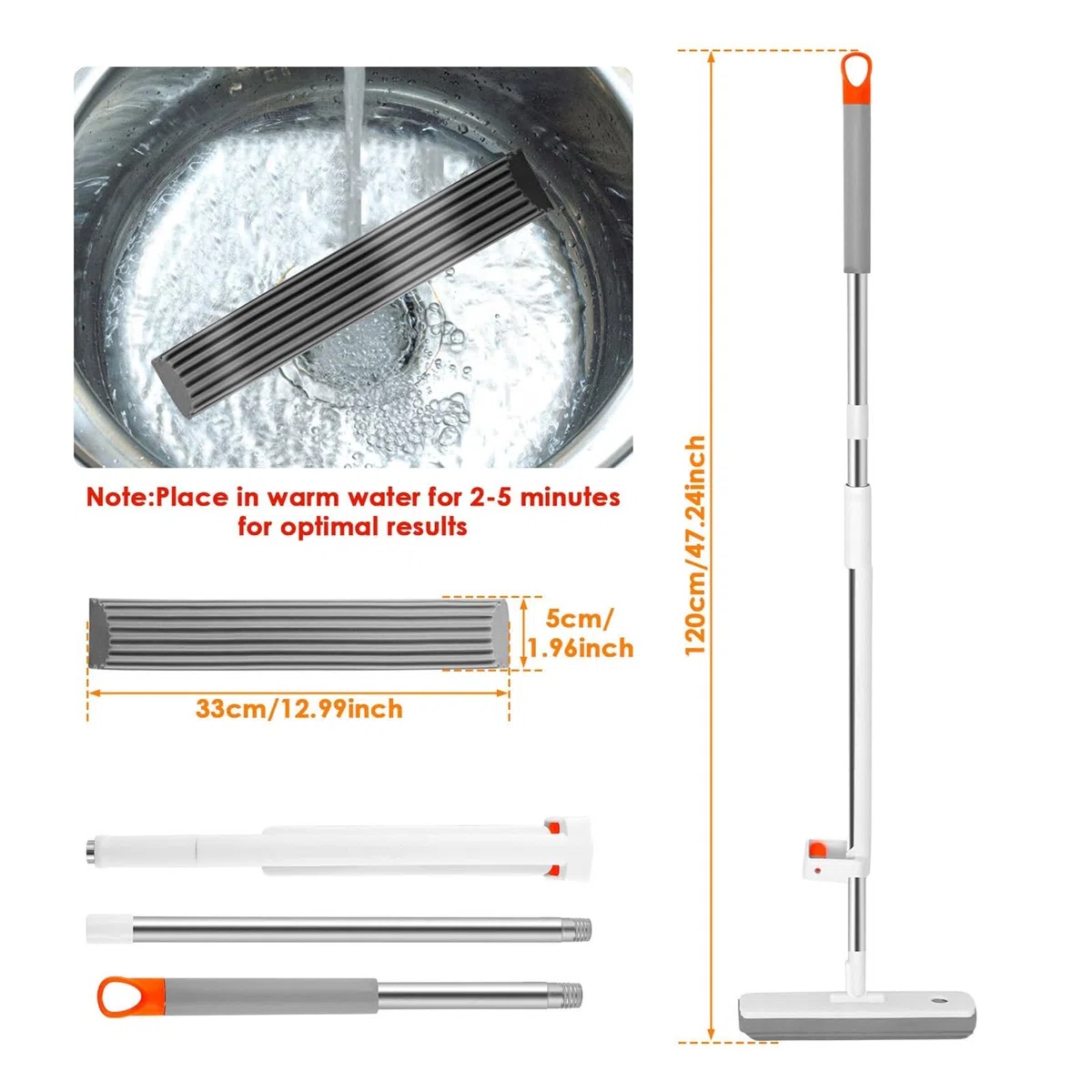 Trapeador de Esponja autodrenante con 2 Cabezales de Esponja, trapeador Plano autolimpiable mágico Manos Libres, Herramientas de Limpieza de Pisos for el hogar