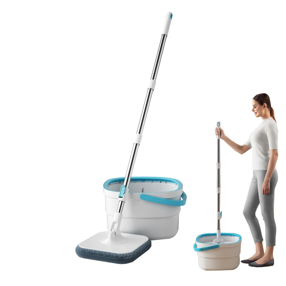 Juego de Fregona de Suelos y Cubo Utensilios De Limpieza Del Hogar Para | Juego De Fregona Y Cubo Para Limpieza De Suelos Para Dormitorio, Comedor, Cocina, Baño, Estudio Y Para Suelos De