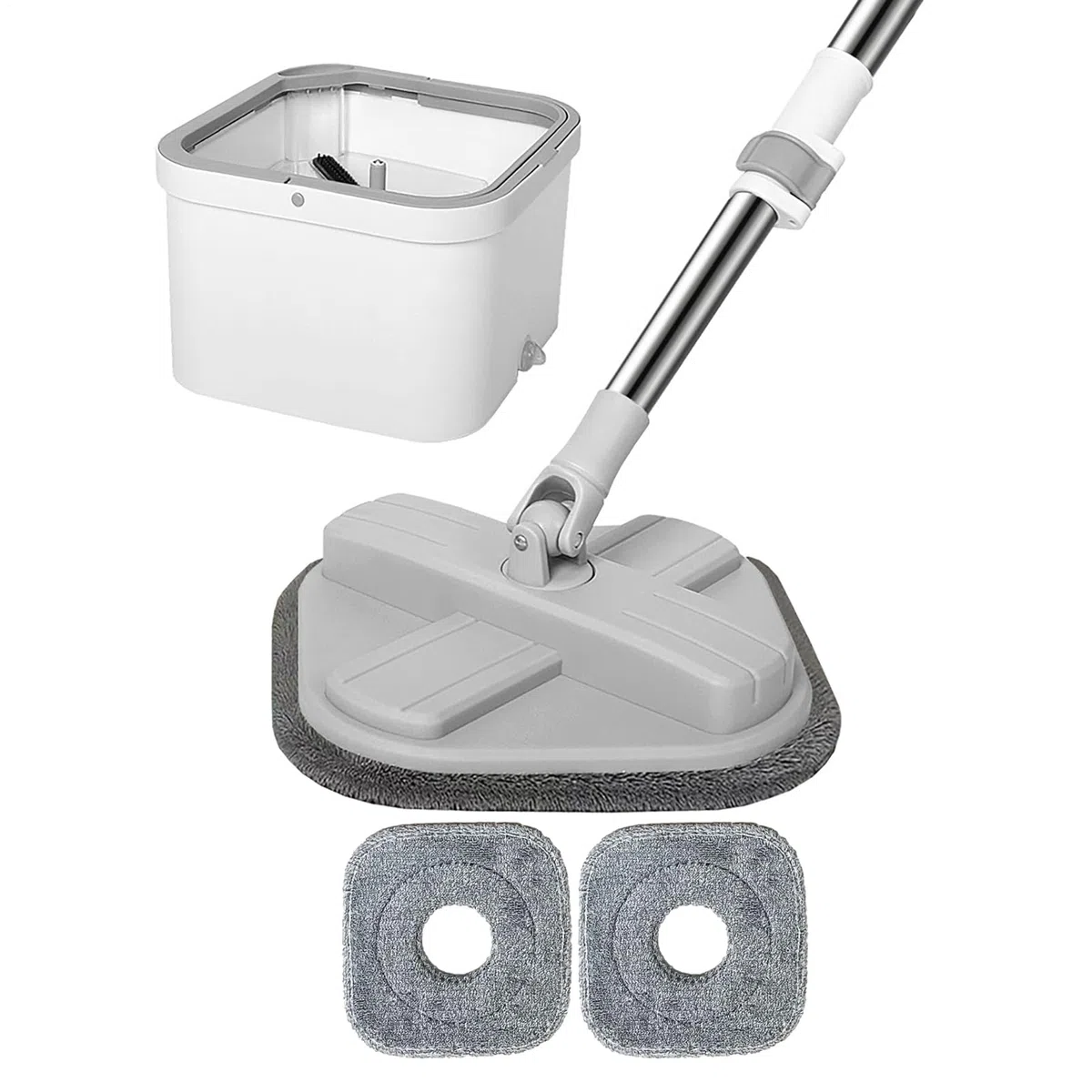 Fregona con función de escurridor - Separación automática de agua sucia, cubo de fregona con cabezal giratorio, juego completo | Para parqué, azulejos, hogar, apartamento, cocina, salón, dormitorio
