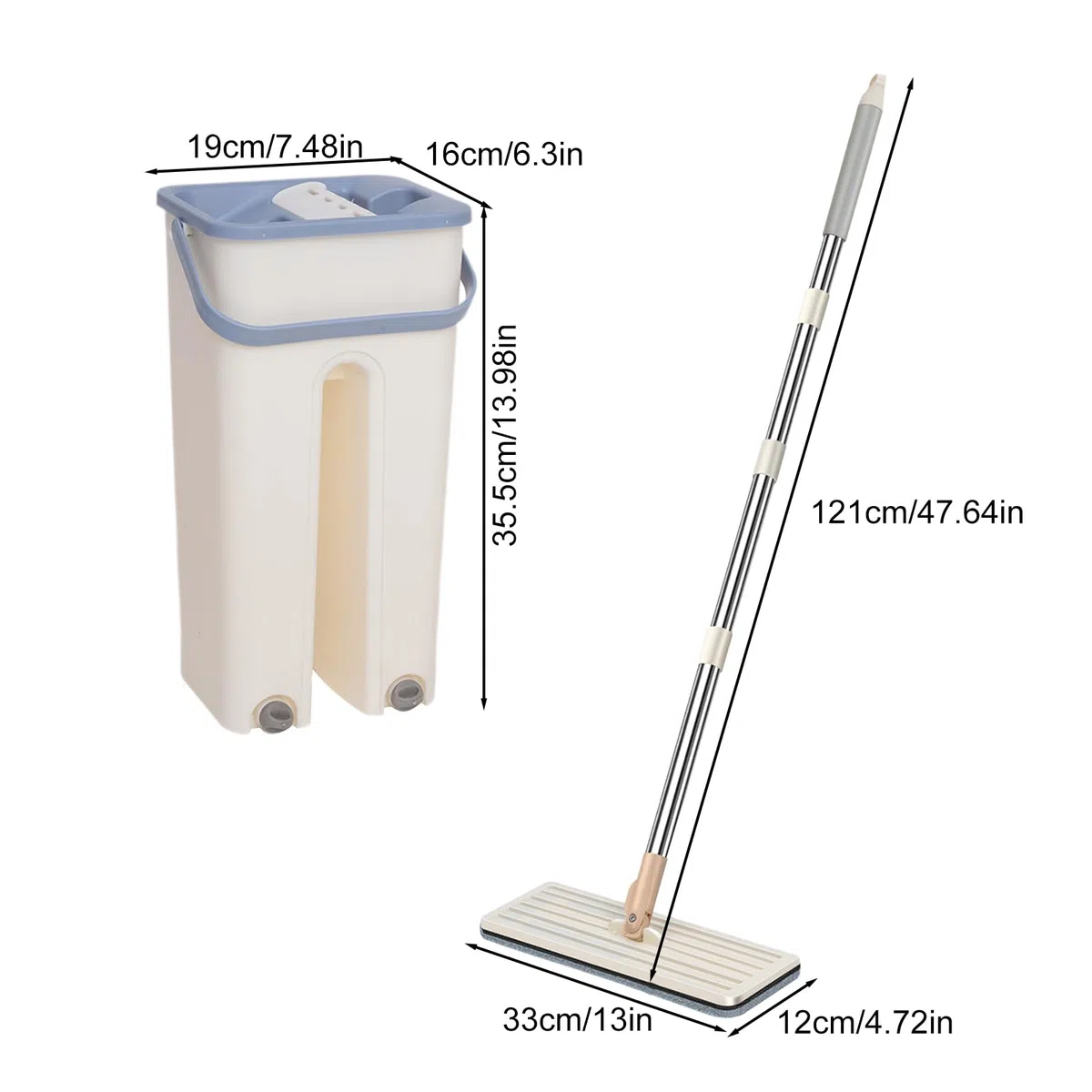 Mopa Plana Microfibra - Mopa Fregona con Cubo Escurridor - Trapeador para Limpiar Azulejos Y Paredes, Adecuado para Suelos De Madera, Vidrio, Suelos Compuestos Y Baldosas Cerámicas