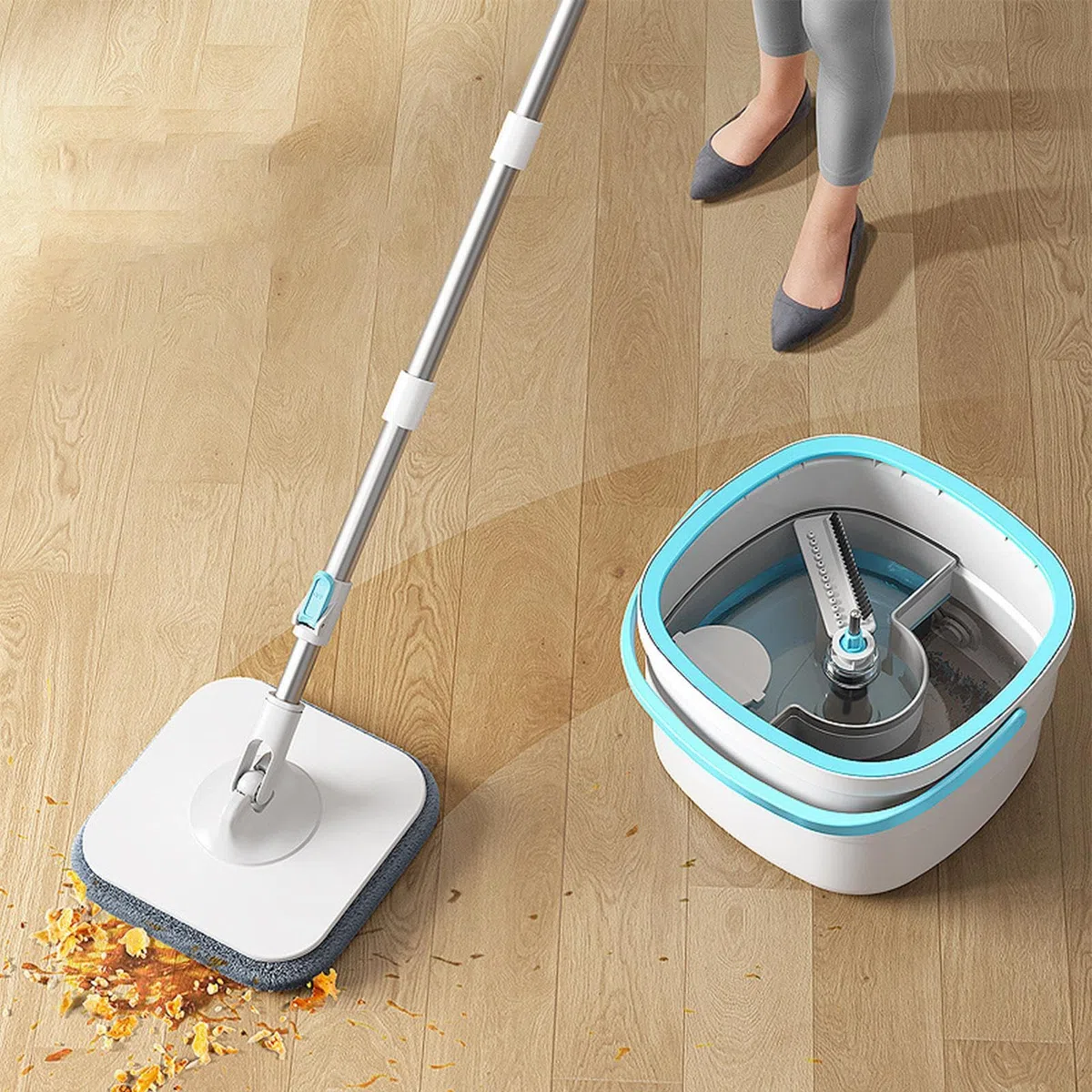 Fregona Y Cubo Utensilios De Limpieza Del Hogar Para Suelos | Juego De Fregona Y Cubo Con Escurridor Para Dormitorio Sala De Estar Comedor Cocina Baño Estudio