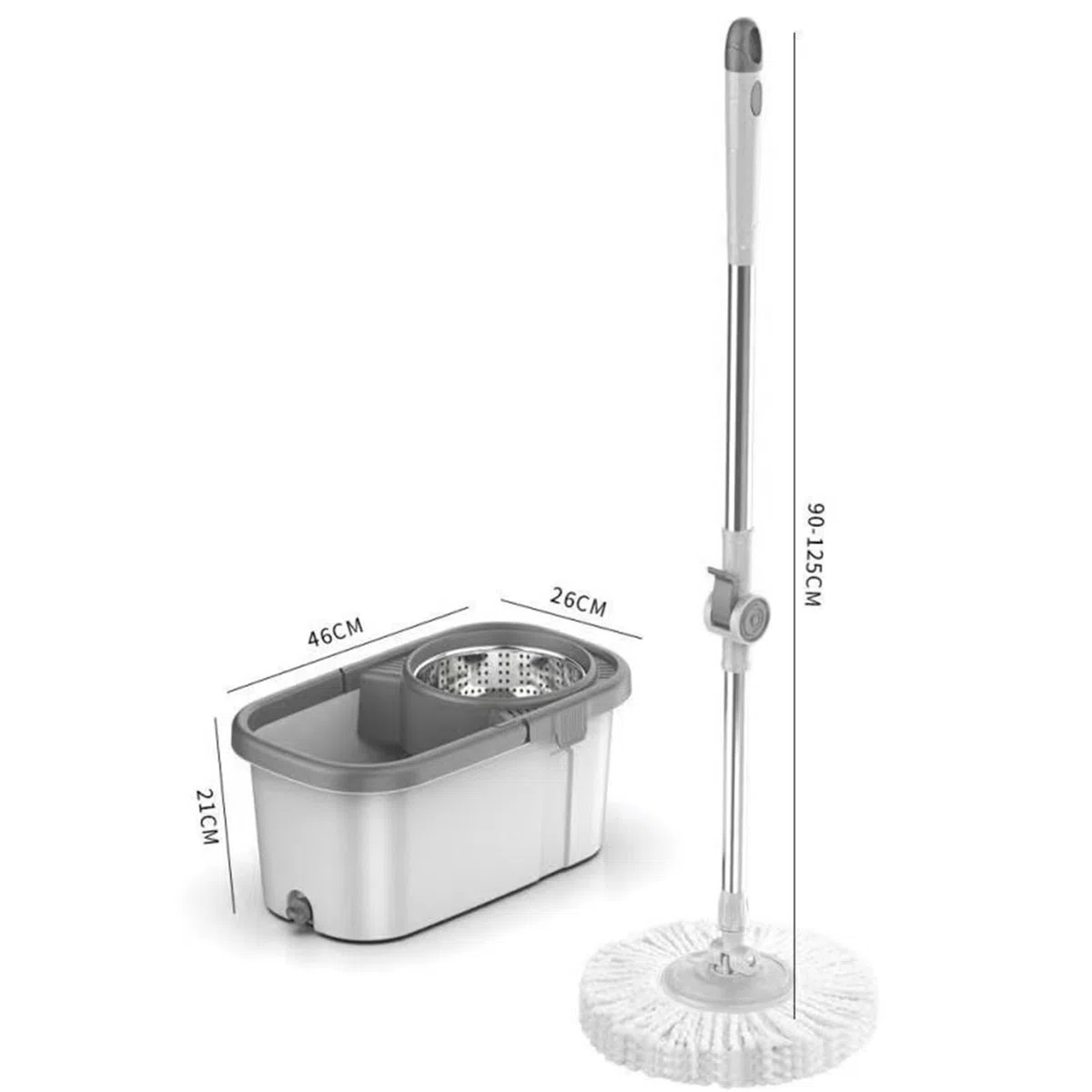 Este Juego de fregona giratoria y Cubo para el hogar - Sistema de Limpieza de Suelos con autoescurrido - 5 recambios adicionales de Cabezales de fregona de Microfibra Lavables para la limpie