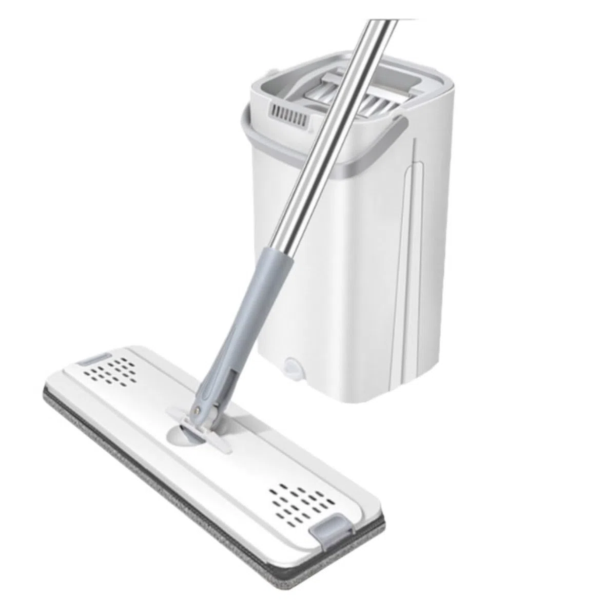 Fregona Mopa Juego De Trapeadores Herramientas De Limpieza Limpiador De Pisos Trapeadores con Balde Trapeador Plano para Cocina Mopas De Limpieza Suelos(White)