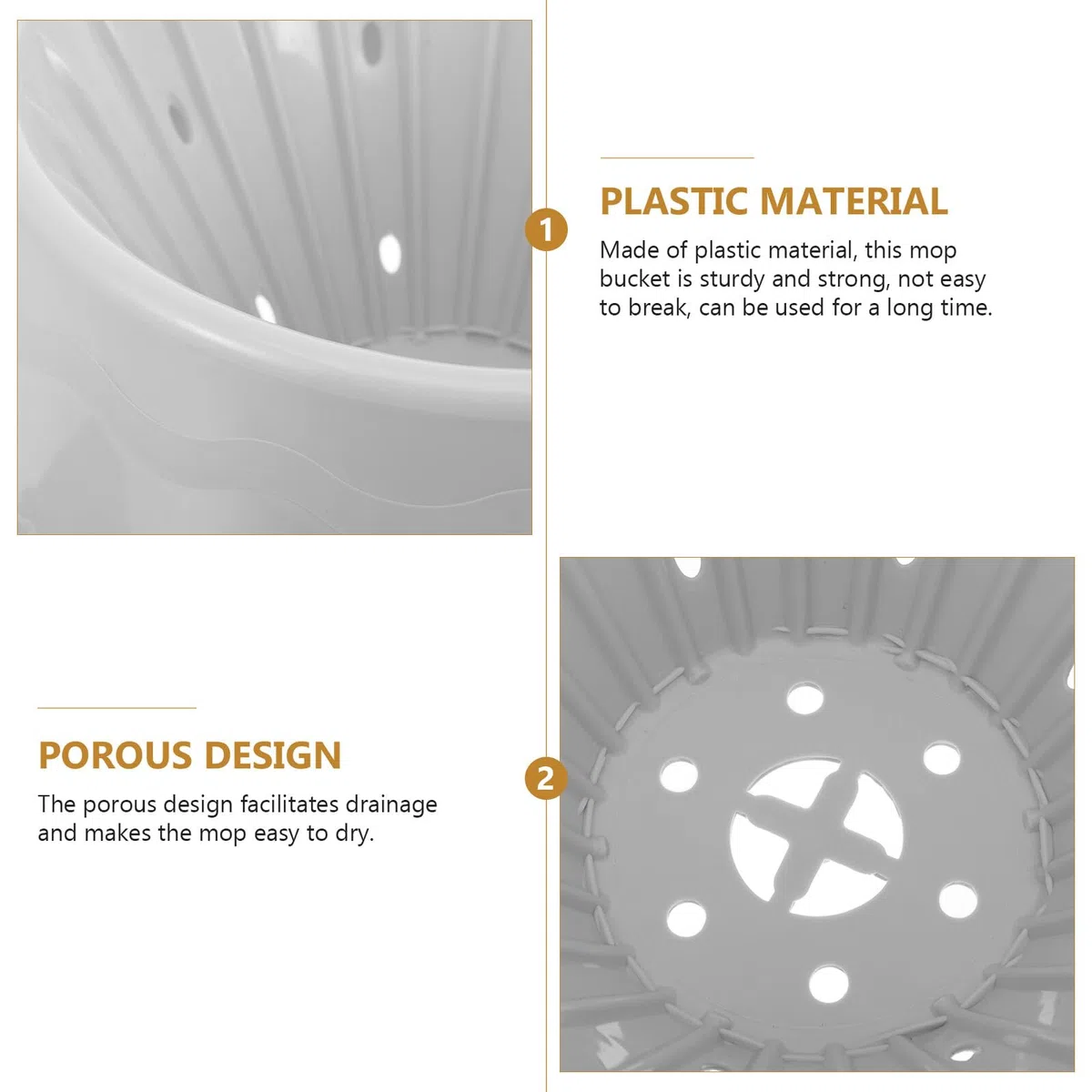 Cubo De Fregona Portátil Hogar 1 Unidad Plástico Resistente con Orificios De Drenaje Diseño Ergonómico Limpieza y Escurrido Fácil Fregado Doméstico Uso
